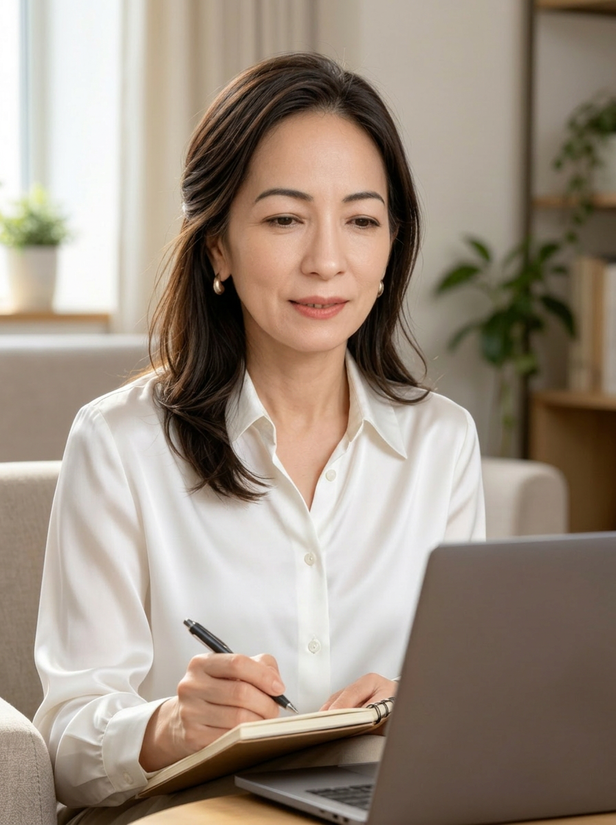 Simone Takeuchi em sessão de atendimento online